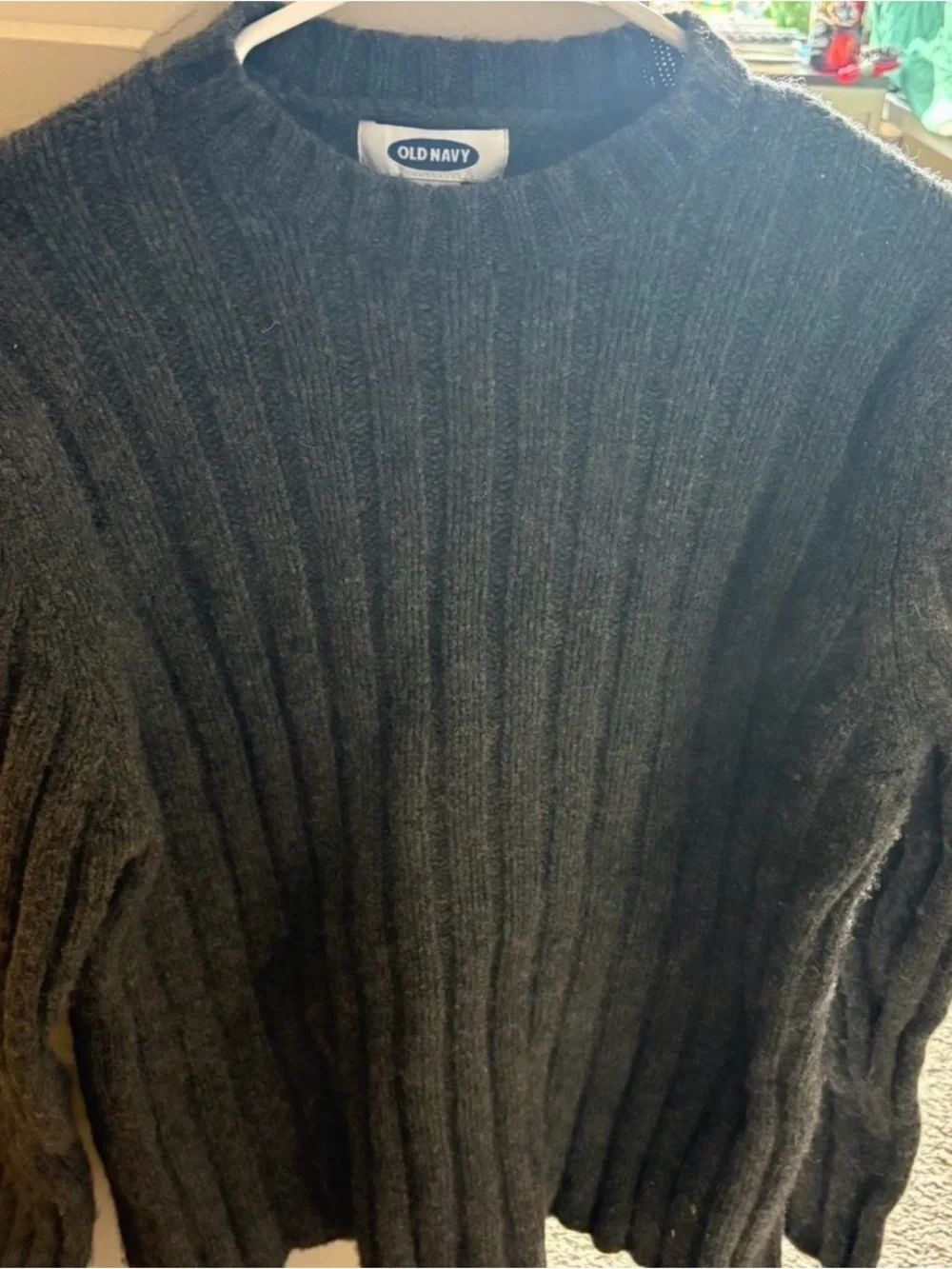 Old Navy Men's Charcoal Ribbed Crewneck Sweater